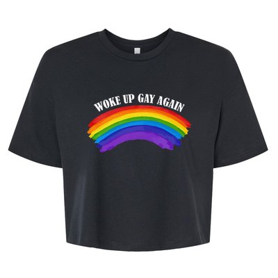 Retro Woke Up Gay Again Rainbow Lgbtq Bella+Canvas Jersey Crop Tee