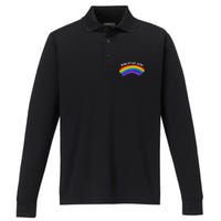 Retro Woke Up Gay Again Rainbow Lgbtq Performance Long Sleeve Polo