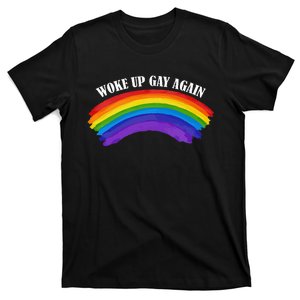 Retro Woke Up Gay Again Rainbow Lgbtq T-Shirt