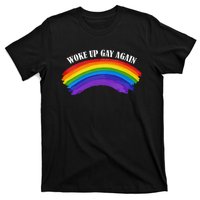 Retro Woke Up Gay Again Rainbow Lgbtq T-Shirt