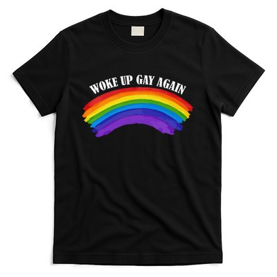 Retro Woke Up Gay Again Rainbow Lgbtq T-Shirt