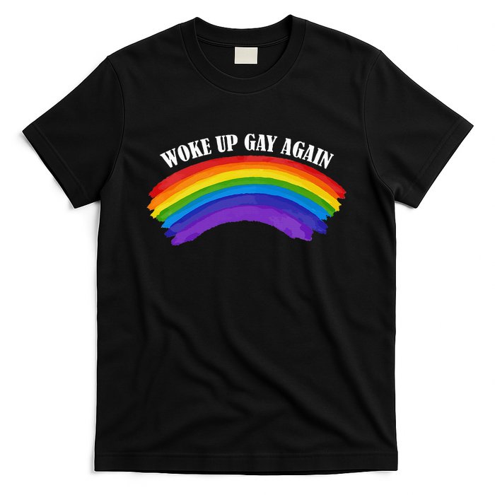 Retro Woke Up Gay Again Rainbow Lgbtq T-Shirt