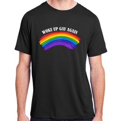 Retro Woke Up Gay Again Rainbow Lgbtq Adult ChromaSoft Performance T-Shirt