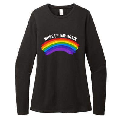 Retro Woke Up Gay Again Rainbow Lgbtq Womens CVC Long Sleeve Shirt