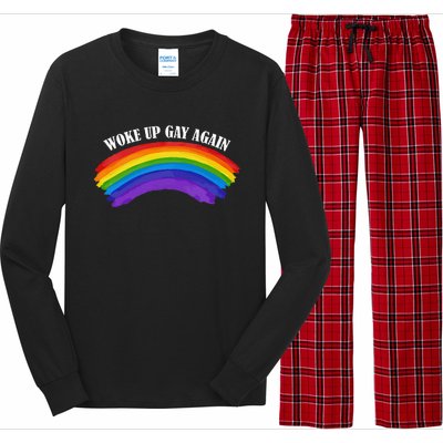 Retro Woke Up Gay Again Rainbow Lgbtq Long Sleeve Pajama Set