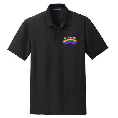 Retro Woke Up Gay Again Rainbow Lgbtq Dry Zone Grid Polo