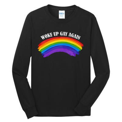 Retro Woke Up Gay Again Rainbow Lgbtq Tall Long Sleeve T-Shirt