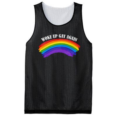 Retro Woke Up Gay Again Rainbow Lgbtq Mesh Reversible Basketball Jersey Tank