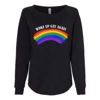 Retro Woke Up Gay Again Rainbow Lgbtq Womens California Wash Sweatshirt