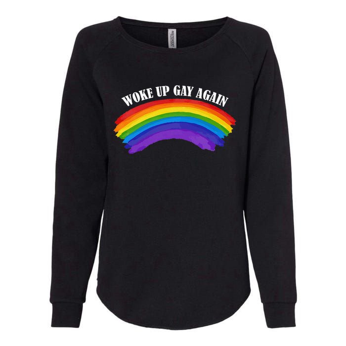 Retro Woke Up Gay Again Rainbow Lgbtq Womens California Wash Sweatshirt