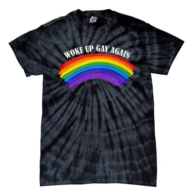 Retro Woke Up Gay Again Rainbow Lgbtq Tie-Dye T-Shirt