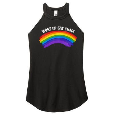 Retro Woke Up Gay Again Rainbow Lgbtq Women’s Perfect Tri Rocker Tank