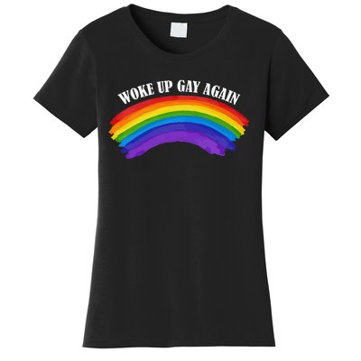 Retro Woke Up Gay Again Rainbow Lgbtq Women's T-Shirt