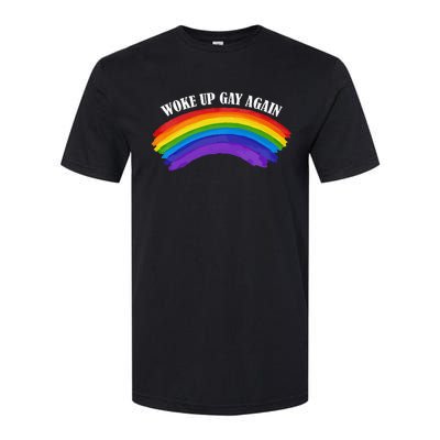 Retro Woke Up Gay Again Rainbow Lgbtq Softstyle CVC T-Shirt