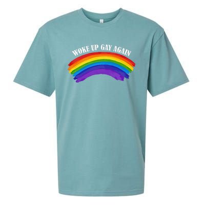 Retro Woke Up Gay Again Rainbow Lgbtq Sueded Cloud Jersey T-Shirt