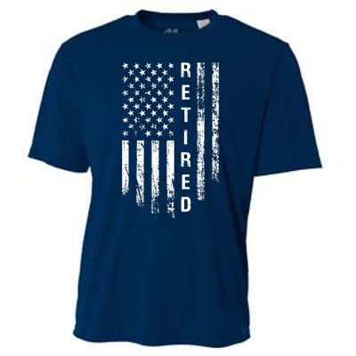 Retired With Usa Flag Cooling Performance Crew T-Shirt