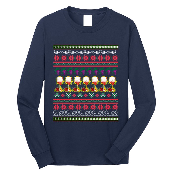 Red Wine Ugly Christmas Long Sleeve Shirt