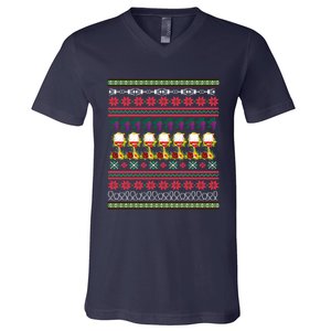 Red Wine Ugly Christmas V-Neck T-Shirt