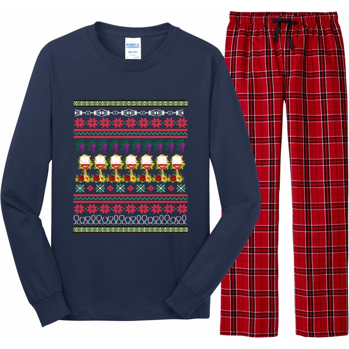 Red Wine Ugly Christmas Long Sleeve Pajama Set