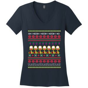 Red Wine Ugly Christmas Women's V-Neck T-Shirt