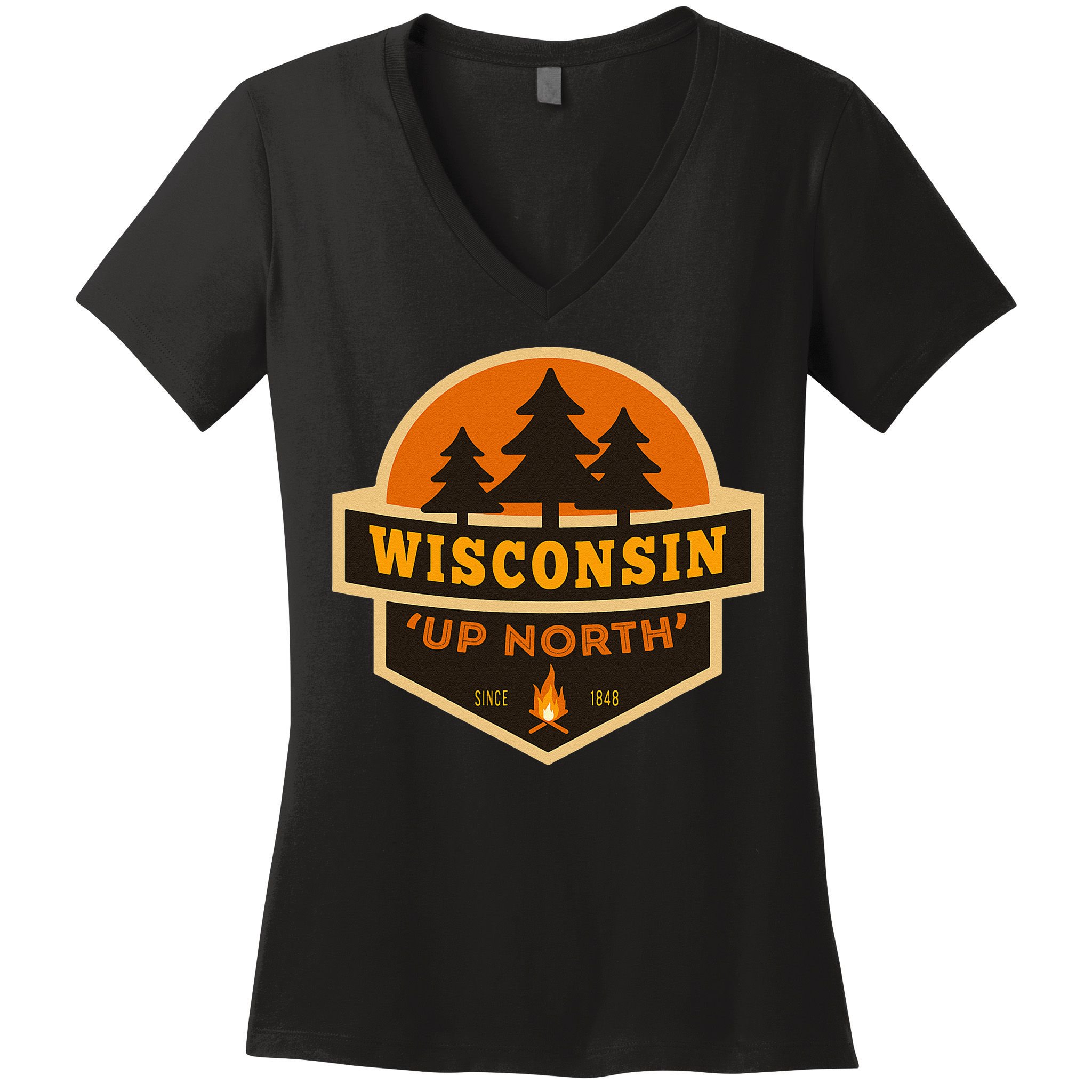 Retro Wisconsin Up North Women's V-Neck T-Shirt