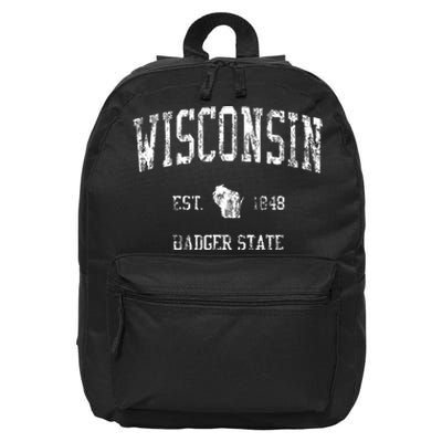 Retro Wisconsin Vintage Sports 16 in Basic Backpack