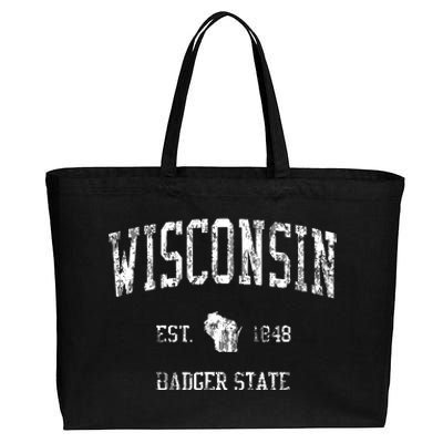 Retro Wisconsin Vintage Sports Cotton Canvas Jumbo Tote