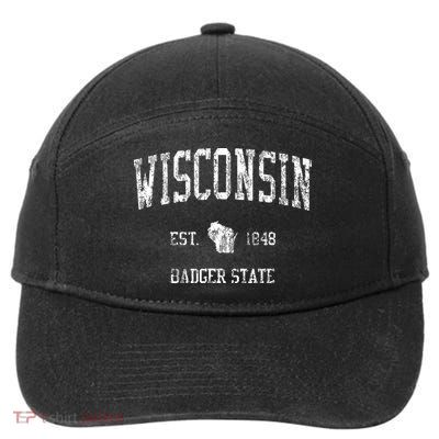 Retro Wisconsin Vintage Sports Design 7-Panel Snapback Hat