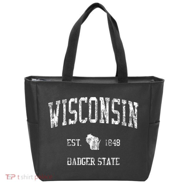 Retro Wisconsin Vintage Sports Design Zip Tote Bag