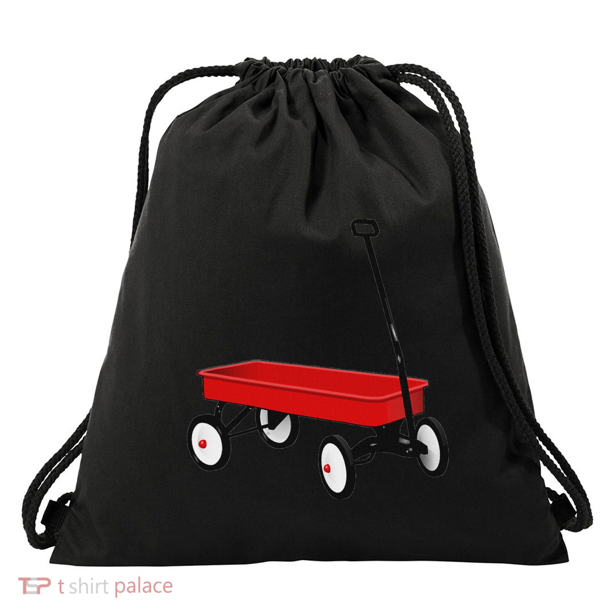 Red Wagon Vintage Toy Drawstring Bag