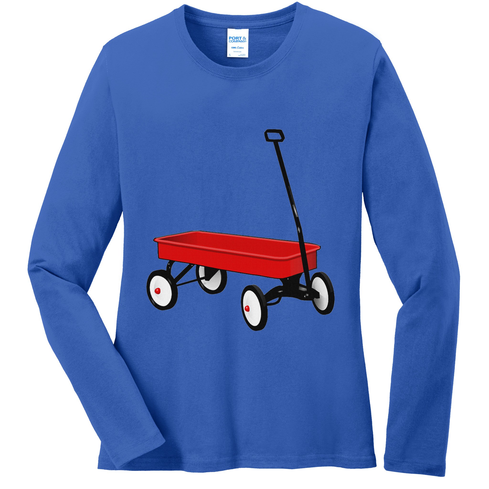 Red Wagon Vintage Toy Ladies Long Sleeve Shirt