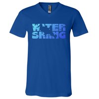 Retro Waterskiing Vintage Water Ski Skiing Sport Waterski Cute Gift V-Neck T-Shirt