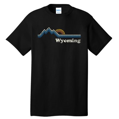 Retro Wyoming Vintage Sunrise Mountains Tall T-Shirt