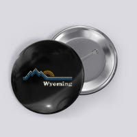 Retro Wyoming Vintage Sunrise Mountains Button