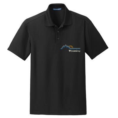 Retro Wyoming Vintage Sunrise Mountains Dry Zone Grid Polo