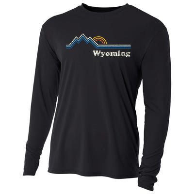 Retro Wyoming Vintage Sunrise Mountains Cooling Performance Long Sleeve Crew