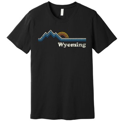 Retro Wyoming Vintage Sunrise Mountains Premium T-Shirt