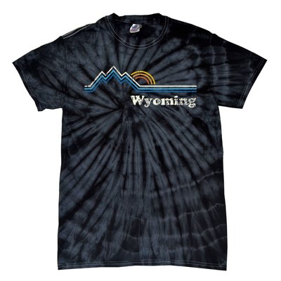 Retro Wyoming Vintage Sunrise Mountains Tie-Dye T-Shirt