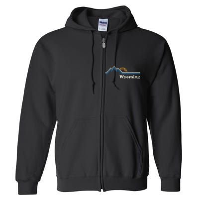 Retro Wyoming Vintage Sunrise Mountains Full Zip Hoodie