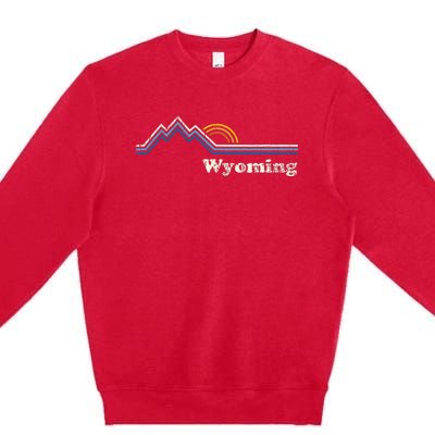 Retro Wyoming Vintage Sunrise Mountains Premium Crewneck Sweatshirt