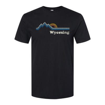 Retro Wyoming Vintage Sunrise Mountains Softstyle CVC T-Shirt