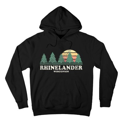 Rhinelander Wi Vintage Throwback Retro 70s Design Hoodie