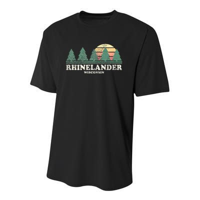 Rhinelander Wi Vintage Throwback Retro 70s Design Youth Performance Sprint T-Shirt