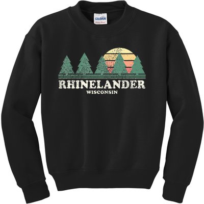 Rhinelander Wi Vintage Throwback Retro 70s Design Kids Sweatshirt