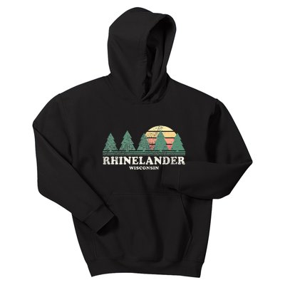 Rhinelander Wi Vintage Throwback Retro 70s Design Kids Hoodie