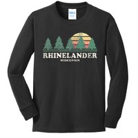 Rhinelander Wi Vintage Throwback Retro 70s Design Kids Long Sleeve Shirt