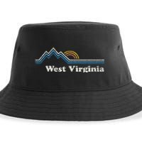 Retro West Virginia WV Vintage Sunrise Mountains Sustainable Bucket Hat