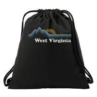 Retro West Virginia WV Vintage Sunrise Mountains Drawstring Bag