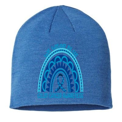 Rainbow We Wear Blue Ribbon Colon Cancer Awareness Month Gift Sustainable Beanie