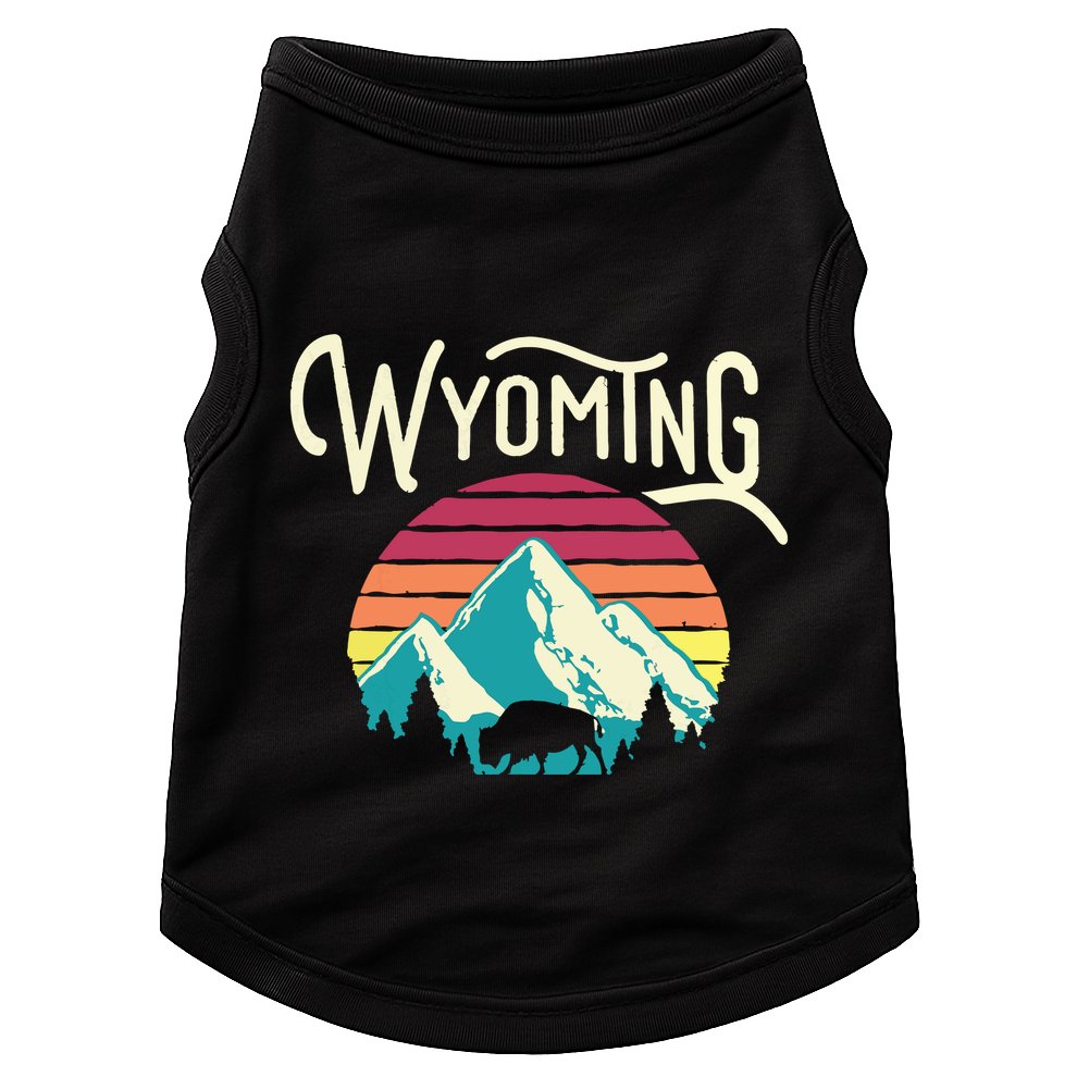 Retro Wyoming WY Mountains State Wildlife Doggie Tank